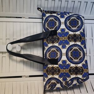 Alice + Olivia new canvas black blue gold duffle bag